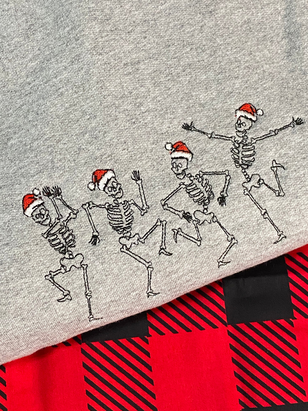 Christmas Dancing Embroidery Skeletons